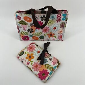 Thirty-One Floral Utility Tote and Fold & Go Organizer Set Multicolor NWOT